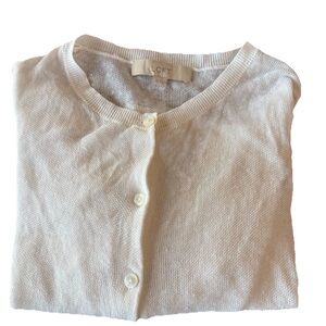WHITE LIGHTWEIGHT, BUTTON-DOWN CARDIGAN, L O FT AND TAYLOR SZ XS SEE THROUGH